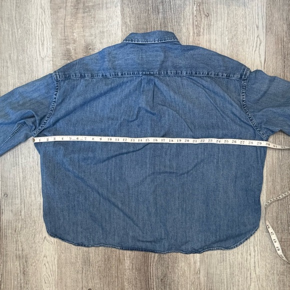 Ralph Lauren Women’s Cropped Boxy Denim Shirt Size XL Cotton Zaia Wash - Picture 13 of 16